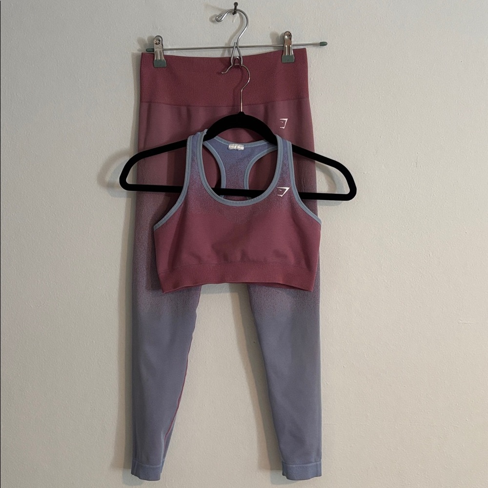 Gymshark Pink and Blue Gray Activewear Set